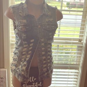 Denim Ripped Button Down Jacket